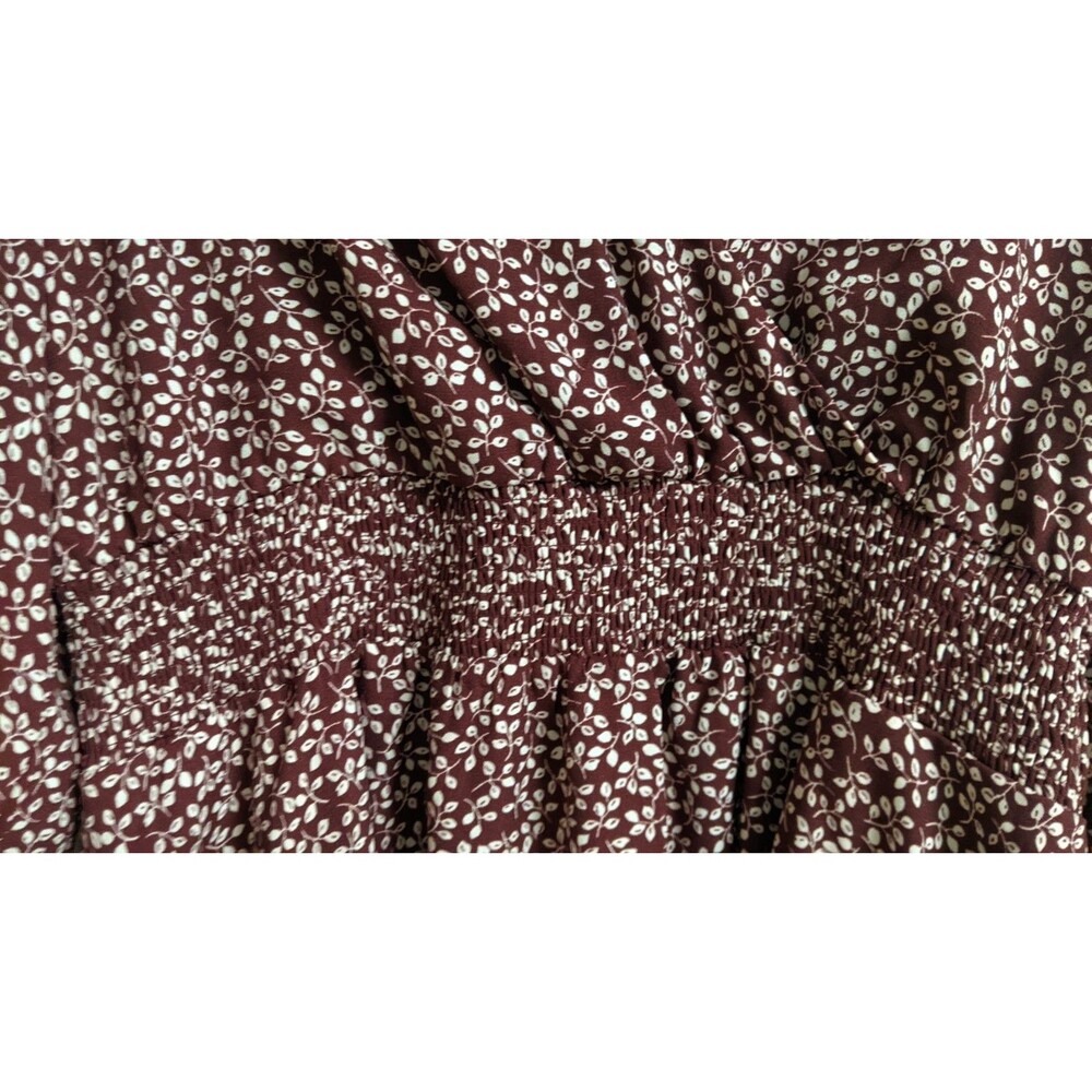 Draper James RSVP Ditsy Floral Burgundy/White Smocked Waist A-Line Dress 2X - Picture 4 of 16